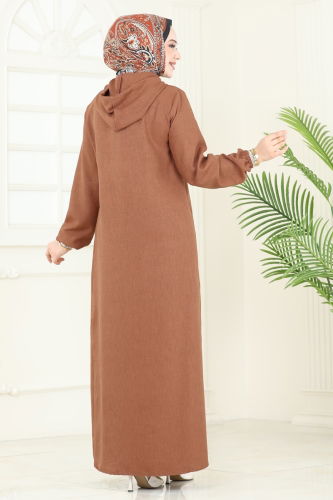 moda selvim Dress 814OZN1046 Light Brown - Thumbnail