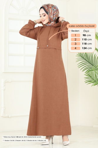 moda selvim Dress 814OZN1046 Light Brown - Thumbnail