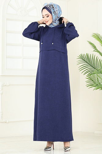 moda selvim Dress 814OZN1046 Navy Blue - Thumbnail