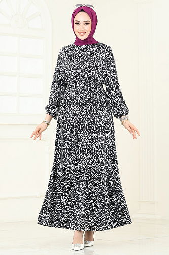 moda selvim الفستان أسود 816OZN1046 - Thumbnail