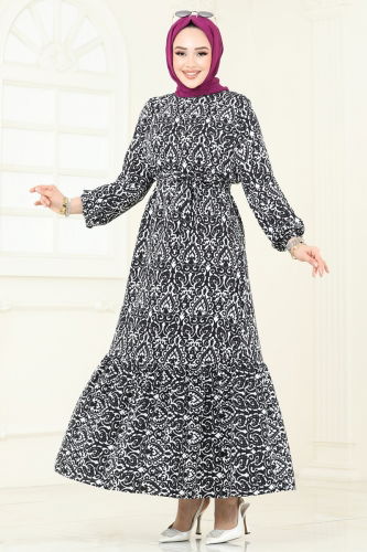 moda selvim الفستان أسود 816OZN1046 - Thumbnail