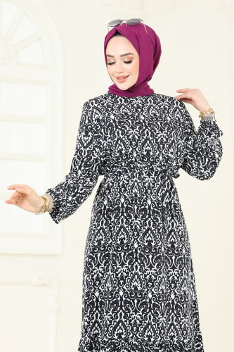 moda selvim الفستان أسود 816OZN1046 - Thumbnail