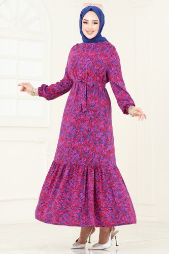 moda selvim Dress 816OZN1046 Fuchsia - Thumbnail