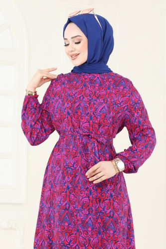 moda selvim الفستان فوشي 816OZN1046 - Thumbnail