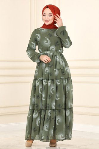 moda selvim 81835BRNKO395 العفني فستان - Thumbnail