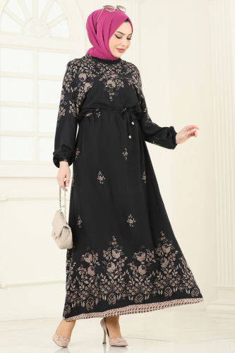 moda selvim Dress 819OZN1046 Black - Thumbnail