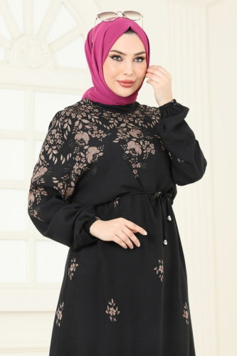 moda selvim Dress 819OZN1046 Black - Thumbnail
