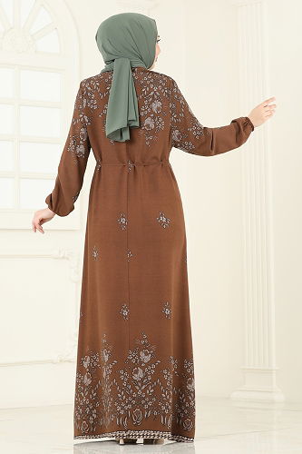 moda selvim Dress 819OZN1046 Brown - Thumbnail
