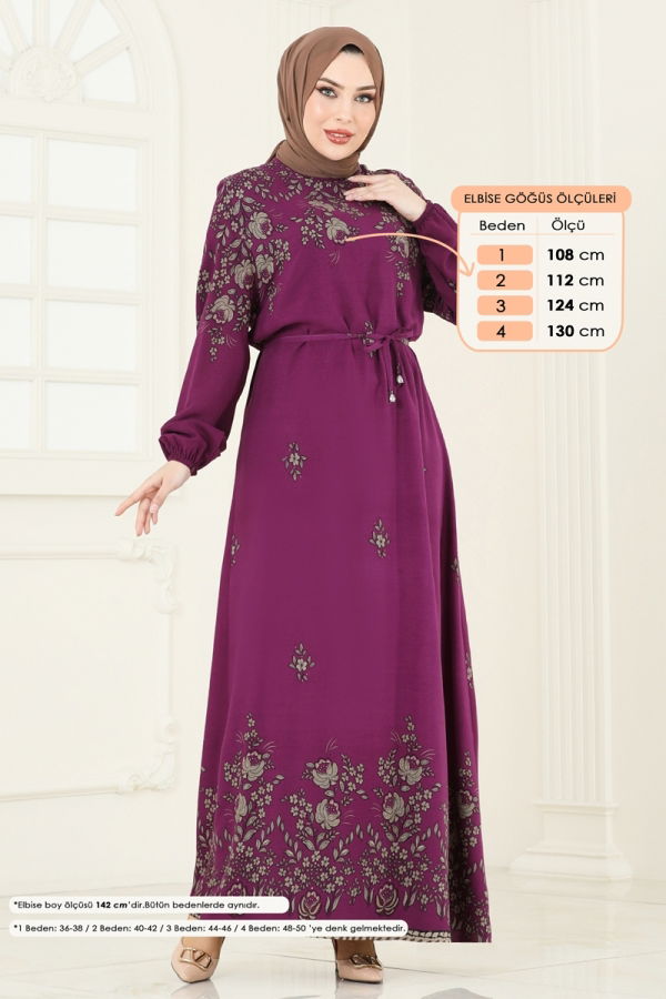 Modaselvim New Season Discount Dress 819OZN1046 Damson