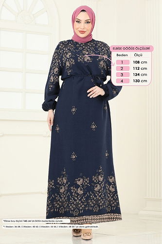 moda selvim Dress 819OZN1046 Navy Blue - Thumbnail