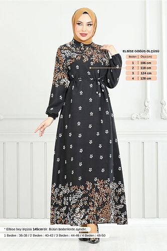 moda selvim الفستان أسود 819OZR1047-M - Thumbnail