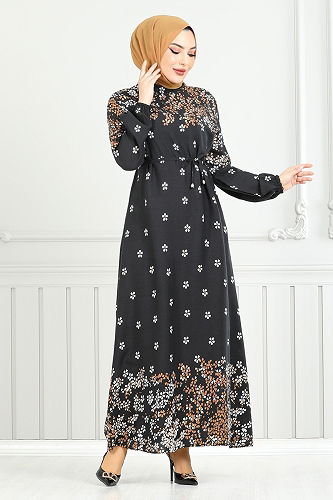 moda selvim الفستان أسود 819OZR1047-M - Thumbnail