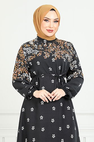 moda selvim الفستان أسود 819OZR1047-M - Thumbnail