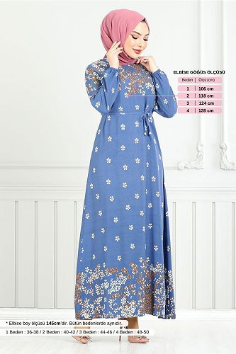 moda selvim الفستان ازرق 819OZR1047-M - Thumbnail