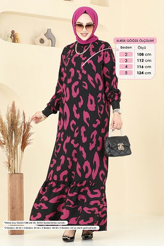 moda selvim الفستان فوشي 820OZN1046 - Thumbnail