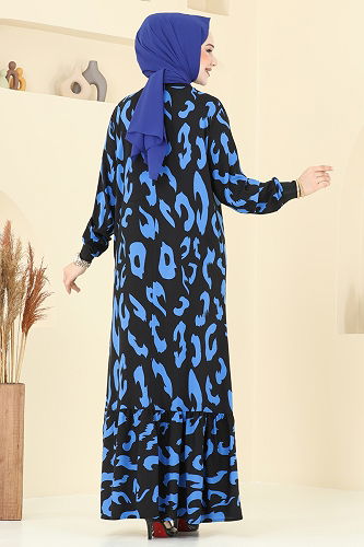 moda selvim Dress 820OZN1046 Indigo - Thumbnail