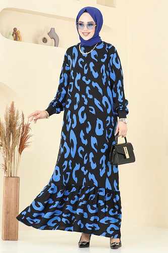 moda selvim Dress 820OZN1046 Indigo - Thumbnail