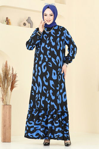 moda selvim Dress 820OZN1046 Indigo - Thumbnail