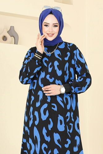 moda selvim الفستان ازرق 820OZN1046 - Thumbnail