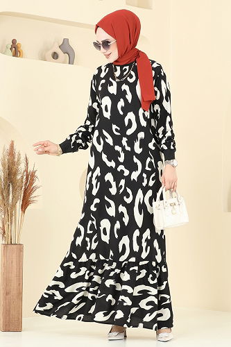 moda selvim Dress 820OZN1046 Stone - Thumbnail