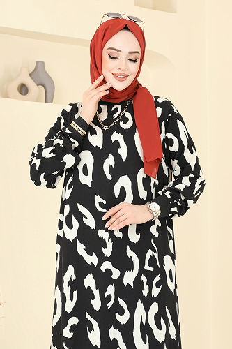 moda selvim Dress 820OZN1046 Stone - Thumbnail