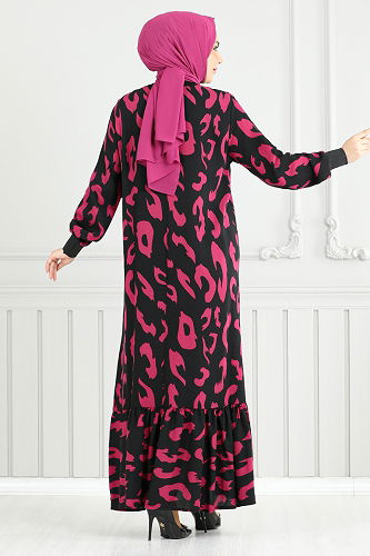 moda selvim Dress 820OZR1047-M Fuchsia - Thumbnail