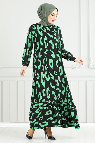 moda selvim Dress 820OZR1047-M Green - Thumbnail