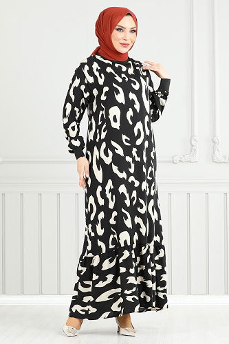 moda selvim الفستان بيج 820OZR1047-M - Thumbnail