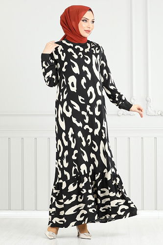 moda selvim الفستان بيج 820OZR1047-M - Thumbnail