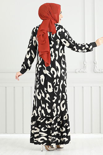 moda selvim الفستان بيج 820OZR1047-M - Thumbnail