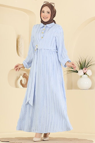 moda selvim Dress 820PM271 Baby Blue - Thumbnail