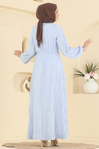 moda selvim الفستان أزرق فاتح 820PM271 - Thumbnail