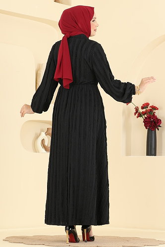 moda selvim Dress 820PM271 Black - Thumbnail