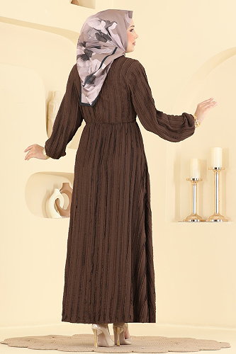 moda selvim Dress 820PM271 Brown - Thumbnail