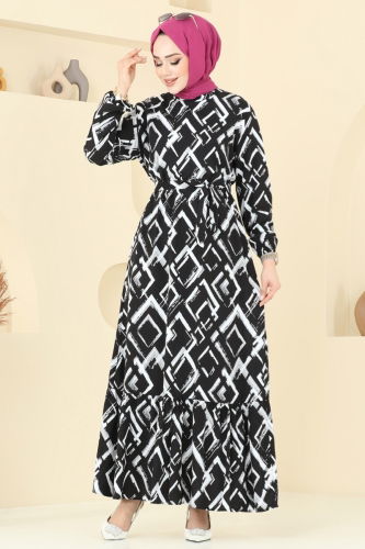 moda selvim Dress 821OZN1046 Black - Thumbnail