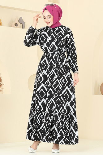 moda selvim Dress 821OZN1046 Black - Thumbnail