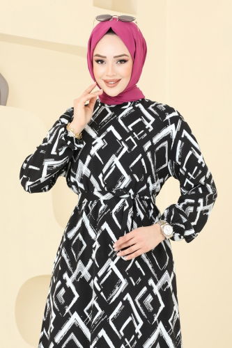 moda selvim Dress 821OZN1046 Black - Thumbnail