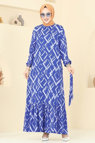 moda selvim Dress 821OZN1046 Indigo - Thumbnail