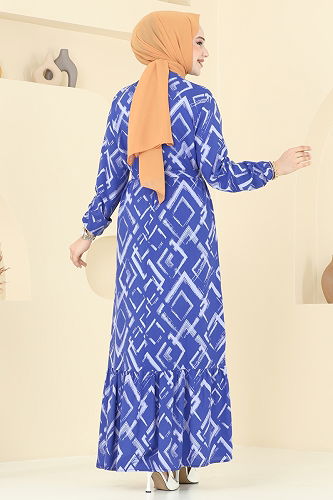 moda selvim الفستان ازرق 821OZN1046 - Thumbnail