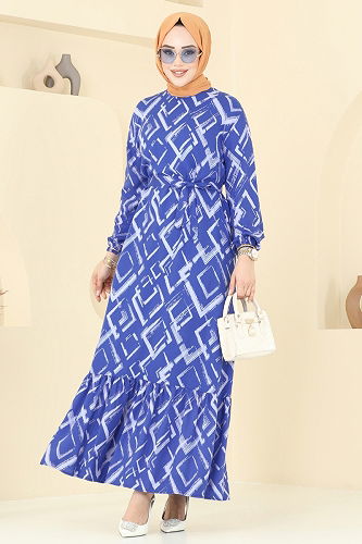 moda selvim الفستان ازرق 821OZN1046 - Thumbnail