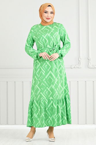 moda selvim Dress 821OZR1047-M Green - Thumbnail