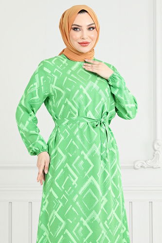 moda selvim Dress 821OZR1047-M Green - Thumbnail