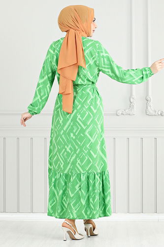 moda selvim Dress 821OZR1047-M Green - Thumbnail