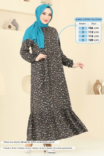 moda selvim الفستان بني 822OZN1046 - Thumbnail