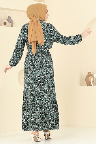 moda selvim الفستان أخضر باهت 822OZN1046 - Thumbnail