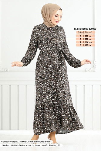 moda selvim Dress 822OZR1047-M Brown - Thumbnail