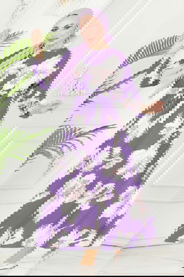 Modaselvim خصم صافٍ20%+20% في سلة التسوق الفستان ليلكي 8233BRZ597