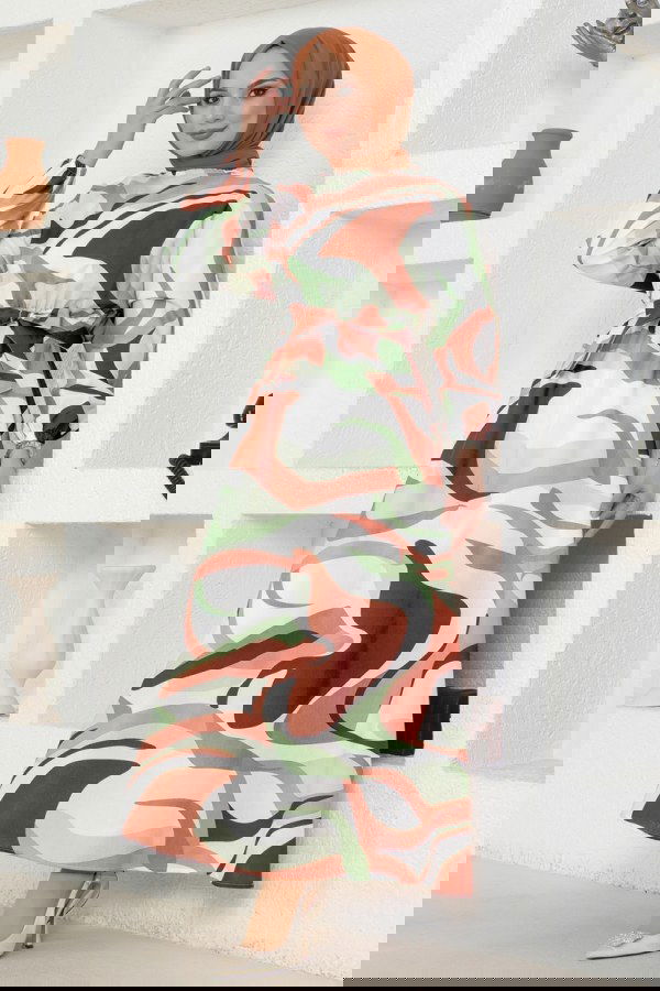 Modaselvim NET 20%+20% DISCOUNT IN THE CARD Dress 8234BRZ597 Brown&Salmon