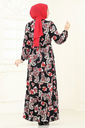 moda selvim Dress 823OZN1046 Black - Thumbnail