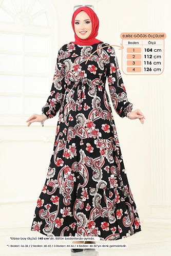 moda selvim Dress 823OZN1046 Black - Thumbnail